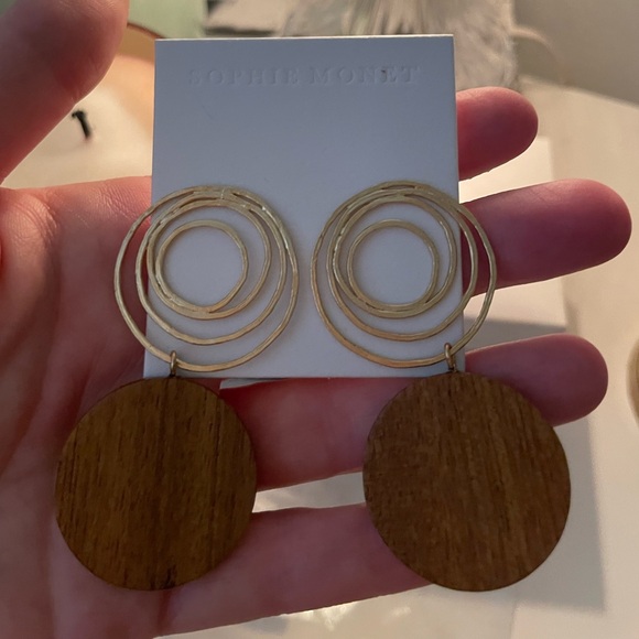 Sophie Monet Zelda Boho Vintage-y Pine Wood Earrings - NWT - Picture 3 of 3